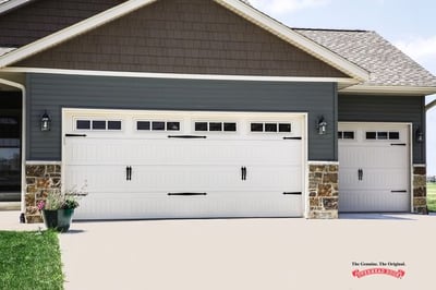 Traditional Garage Door with Windows and Decorative Hardware