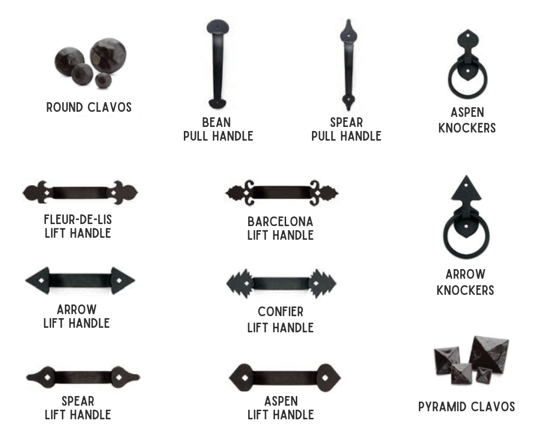 Decorative Hardware for Garage Doors Clavos, Handles