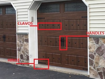 Garage Door Accessories - Unique Decorative Hardware Options; door hinges , Hinges and clavos; hardware parts, NJ