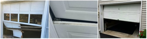 How to Place a Garage Door Service Call; Samples of obvious damage pictures of garage door to be sent to the service manager. Photo courtesy: Overhead Door Company of Central Jersey.